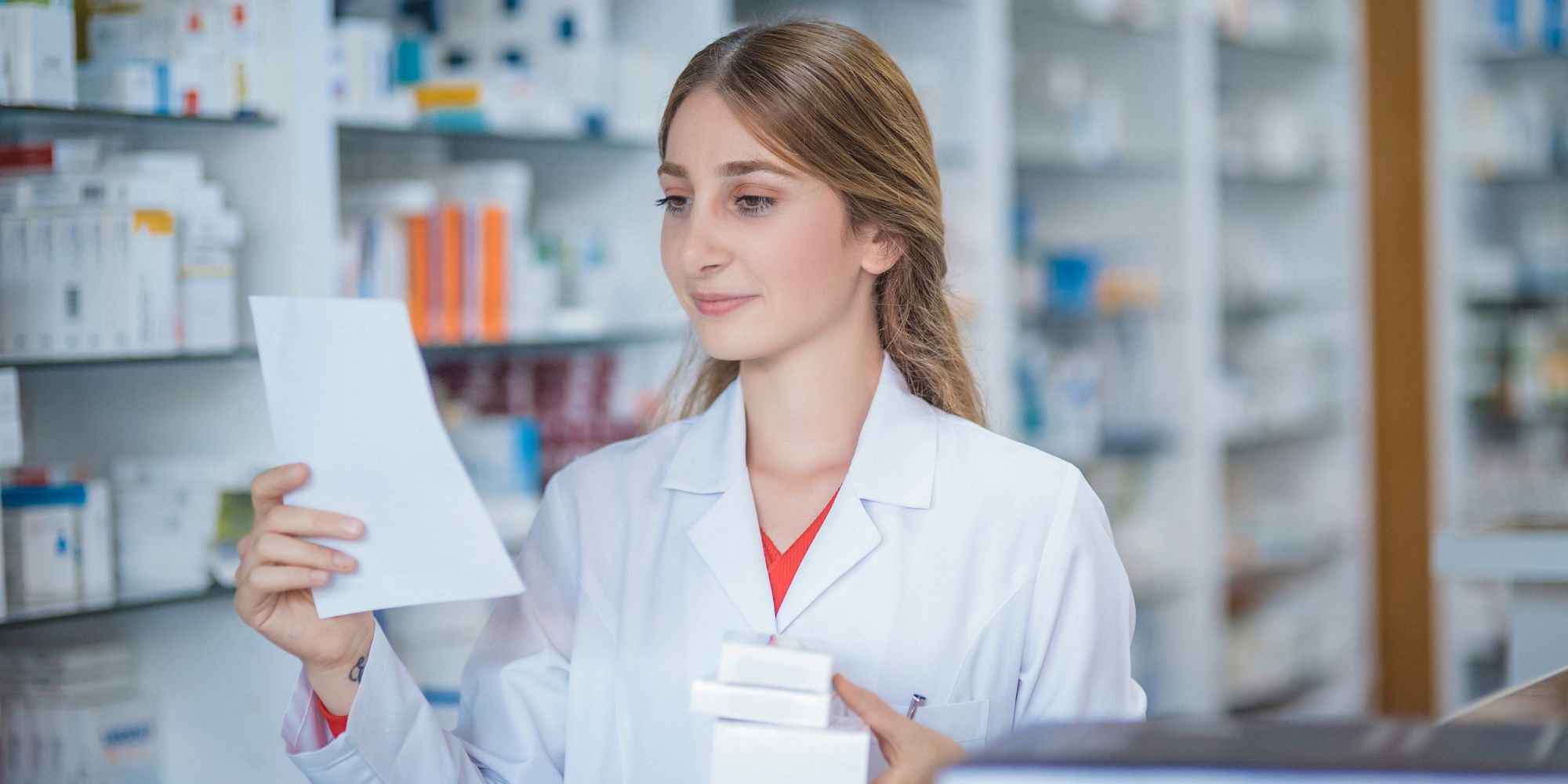 Pharmacist reviewing abortion pill information